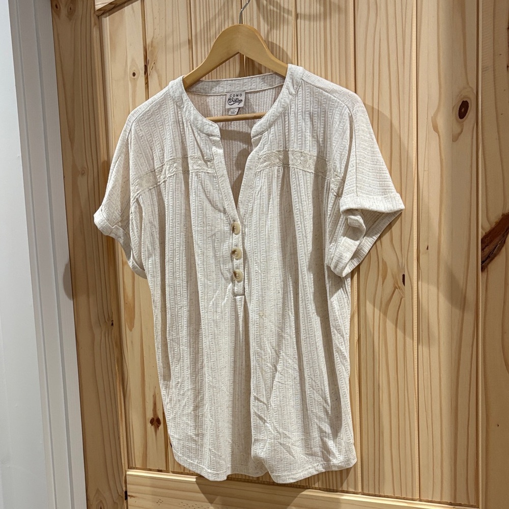 Como Vintage Cream Button-Up Blouse